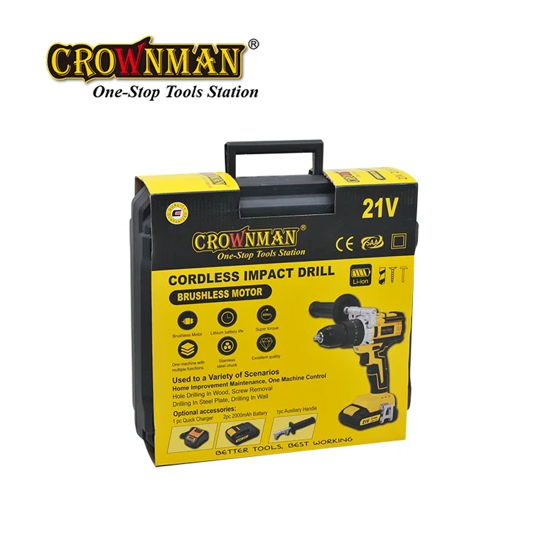 Power Brushless Motor 80N.m 13mm Chuck 21V Cordless Impact Drill