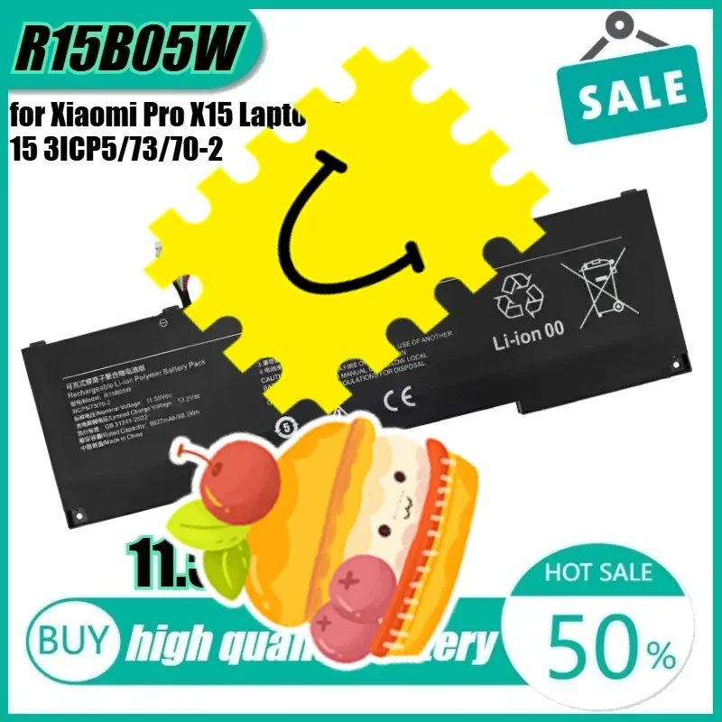 

11.55V 80Wh R15B05W Laptop Battery for Xiaomi Pro X15 Laptop Pro X 15 3ICP5/73/70-2