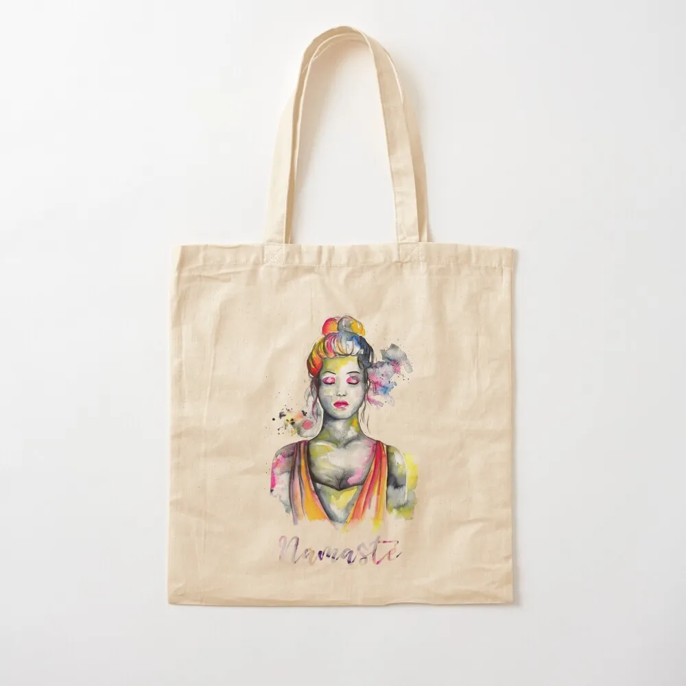 

Yoga - Namaste - woman portrait in watercolor style Tote Bag Lady bag tote bag canvas