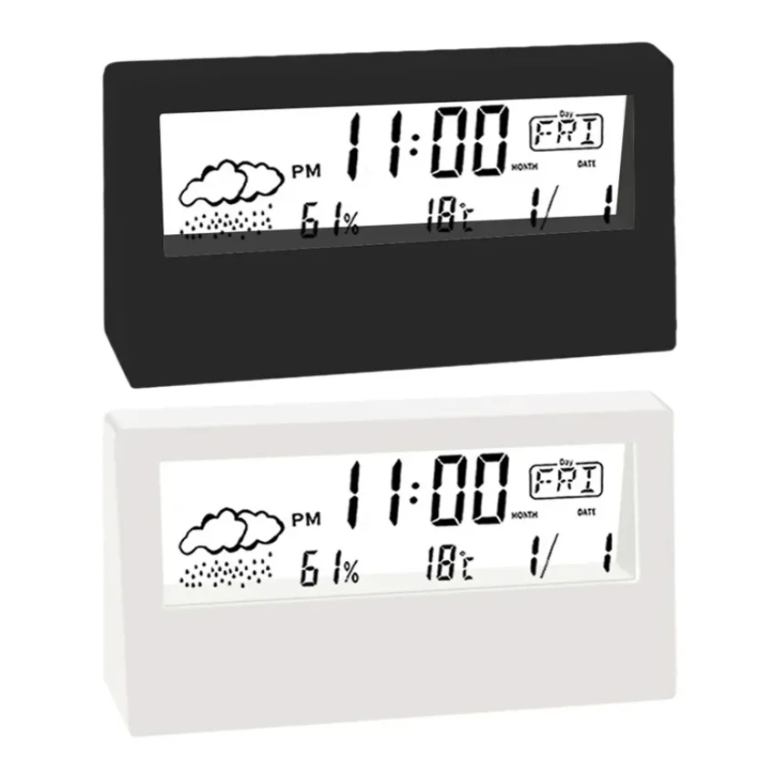 LED Thermometer Thermo-Hygrometer Multifunction Electronic Clock Temperature Humidity Meter Weather Station for Home With Alarm