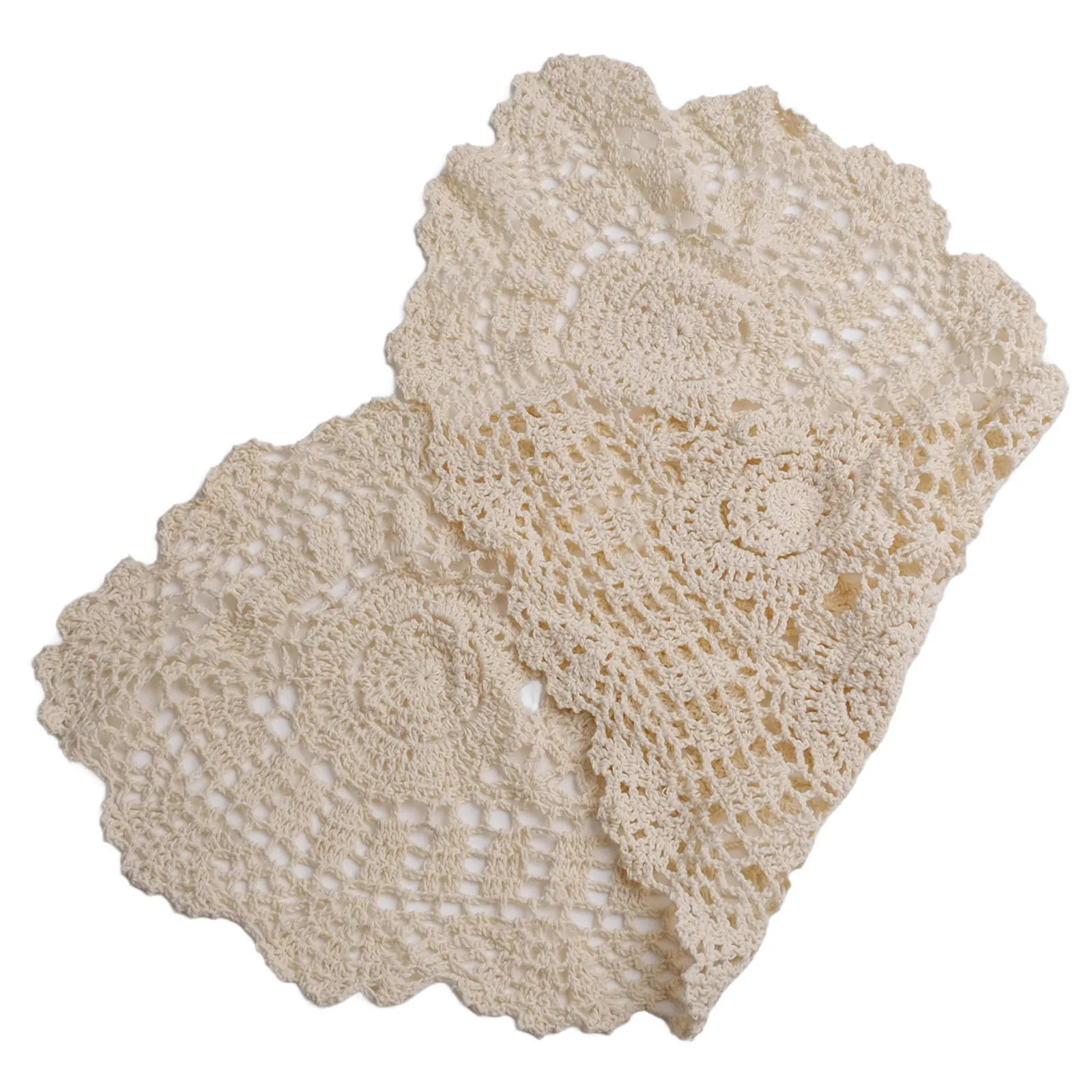 Cotton Table Runner Crocheted Doily Floral Handicraft Hollow-out Home decor Lace Oval Runner Table Vintage 30x70cm
