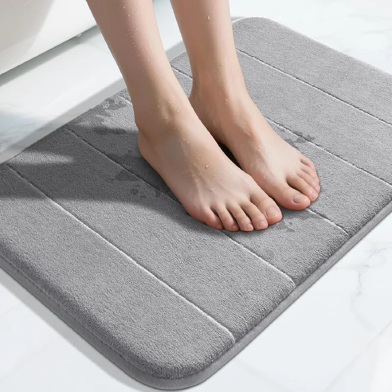 Memory foam quilted striped solid color floor mat, non-slip absorbent bathroom mat, toilet foot mat, entryway carpet
