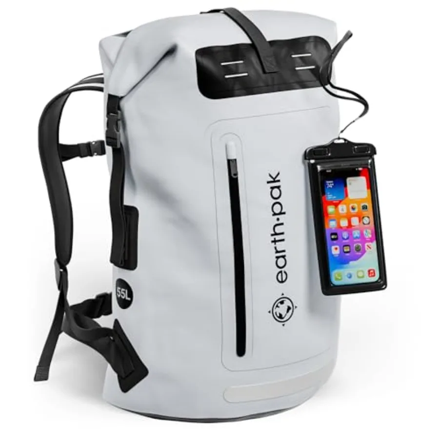 

Waterproof Backpack - Heavy Duty Hiking Backpack - Roll-Top Closure Bag - Cushioned Dry Bag Waterproof Phone Case