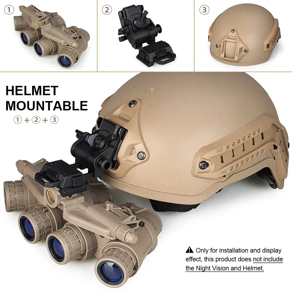 BOOIU-NVG Metal Helmet Mount, alumínio ajustável, capacete tático para PVS15/18, montagem de óculos de visão noturna, L4G24