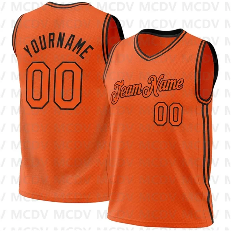 Custom Orange White-Light Blue Authentic Throwback Basketball Jersey 3D Print Team Name Number Sport Clothes Adult Youth