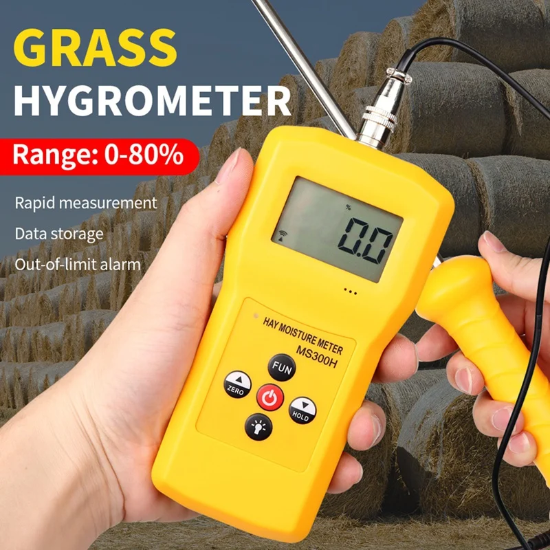 MS300H Portable Hay Moisture Meter With Probe For Hay Bale,Cereal Straw,Forage Grass,Leymus Chinensis Humidity Tester