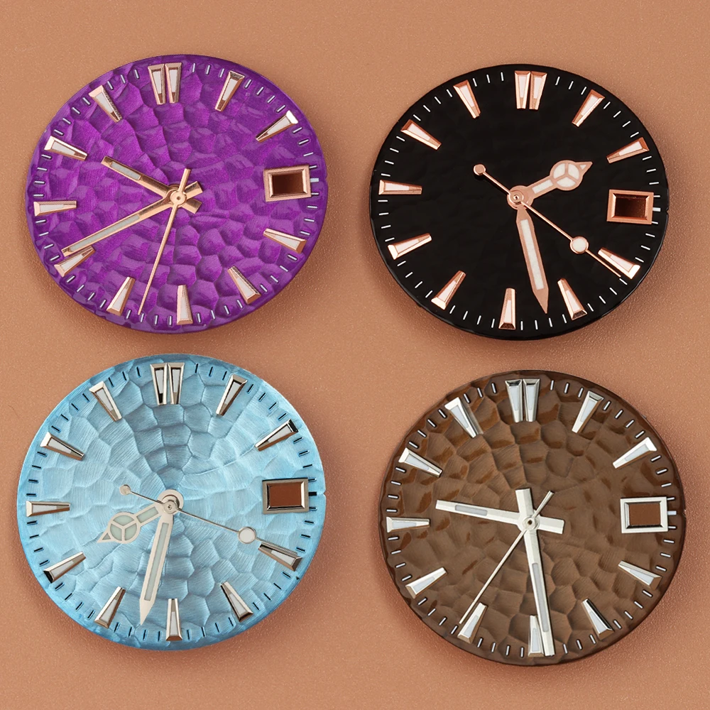 

28.5mm Dial Hands Ice Blue/Black Watch Dial Green Luminous NH35 Watch Face For NH35 NH36 Automatic Movement Watch Repair Parts