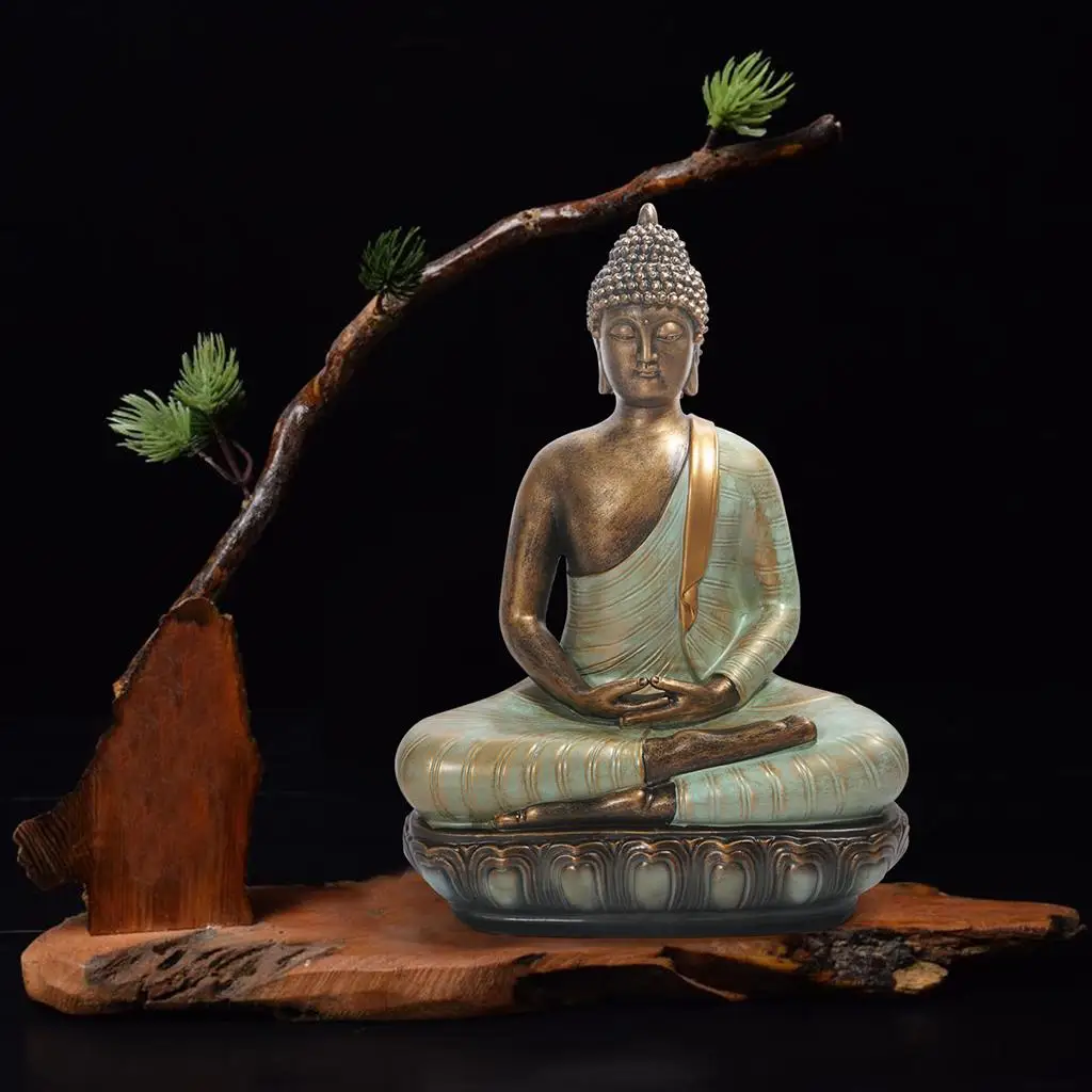 

Resin Sitting Buddha Ornament Statue for Home Patio Porch Outdoor Yard Art