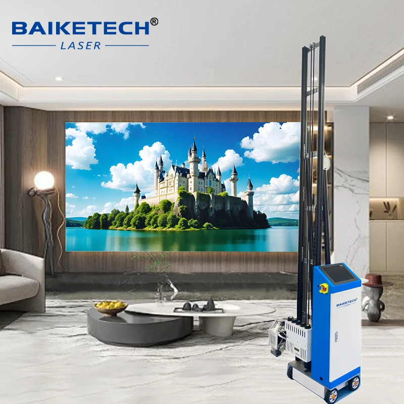 TH-WP200R مصنع ثلاثية الأبعاد طابعة نافثة للحبر على الحائط العمودي نوع السكك الحديدية آلة طباعة داخلية وخارجية