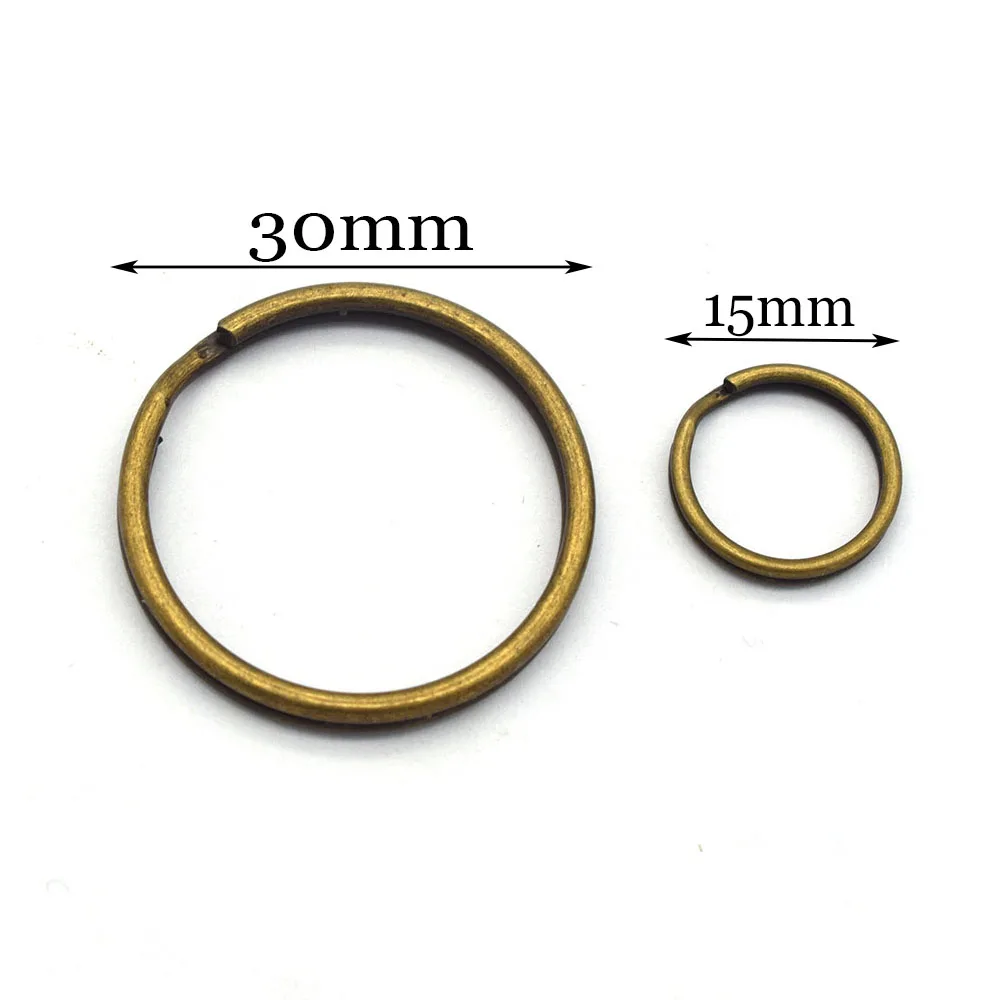 Bronze Key Ring Jump Ring 15-30mm Leather Craft Split Ring for Key Chains Connectors for Jewelry Making Supplies