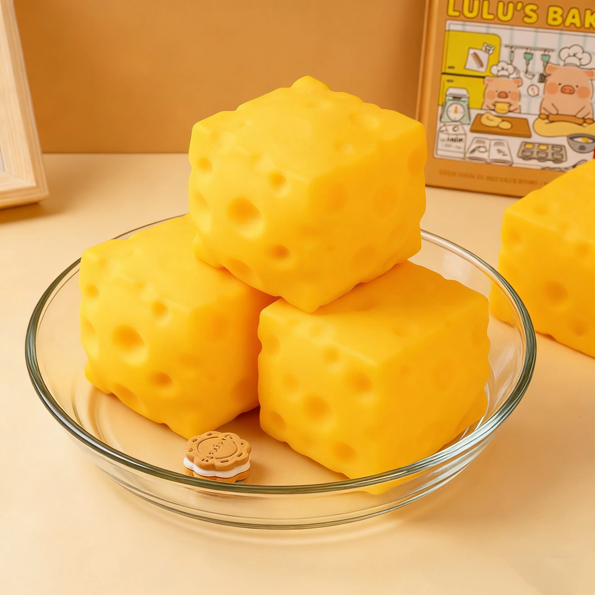 Nuevo 2026 Needoh Juguetes Blandos Cuadrados de Queso para Apretar, de Rebote Lento, Juguete Sensorial Antiestrés, Juguete de Fiesta Suave con Forma de Queso de Mantequilla