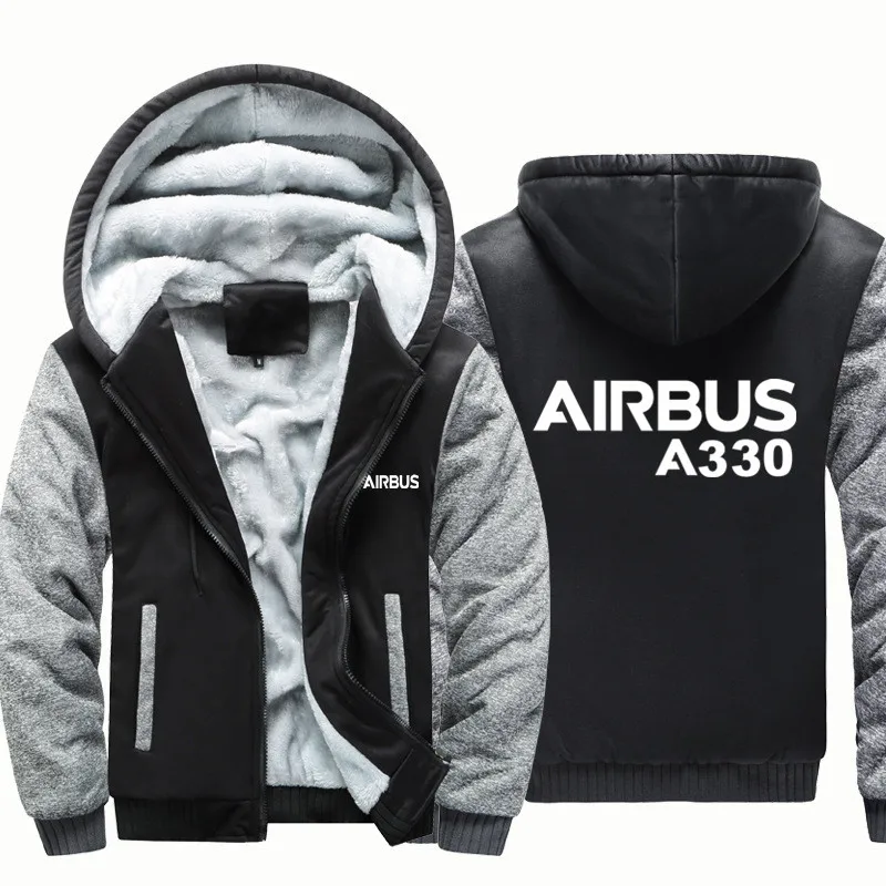 Hot Autumn Winter Aviation Pilots Flight Airbus A330 Fleece Warm Wool Thick Men Coat Jackets Hooded Hoodies Sweatshirts