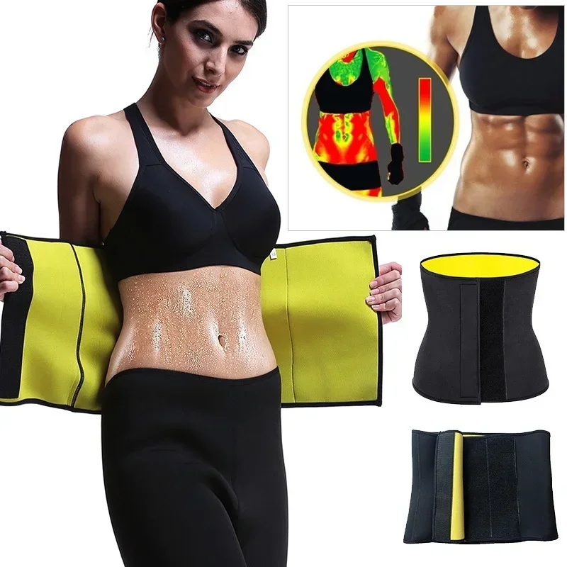 Sauna Sweat Belt Weight Loss Neoprene Waist Trainer Body Shaper Corset Slimming Belly Sheath Women Tummy Trimmer Cincher Sports