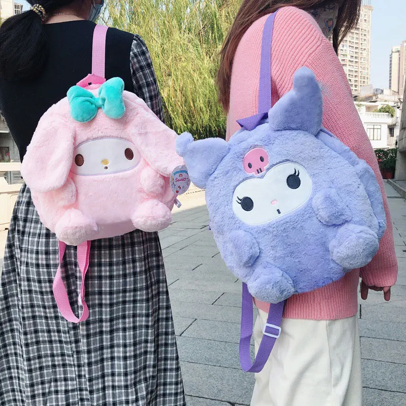 Sanrio Plush Backpack Kawaii Cinnamoroll Kawaii My Melody Plushie Kuromi Bag Purin Dog Anime Plush Animal Gifts for Kids