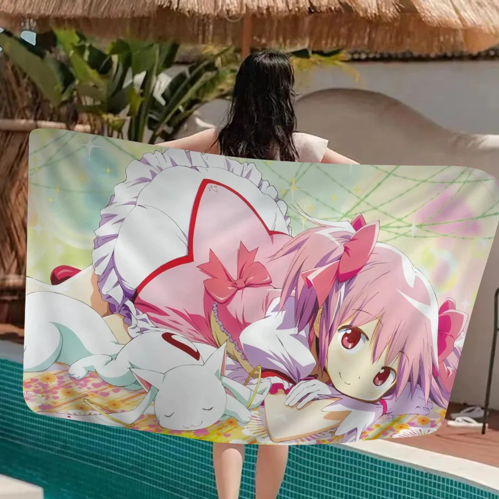 Puella Magi Madoka Magica Toalla de playa dibujos animados lindo verano niños Toalla de playa de baño grande microfibra absorbente para viajes de natación