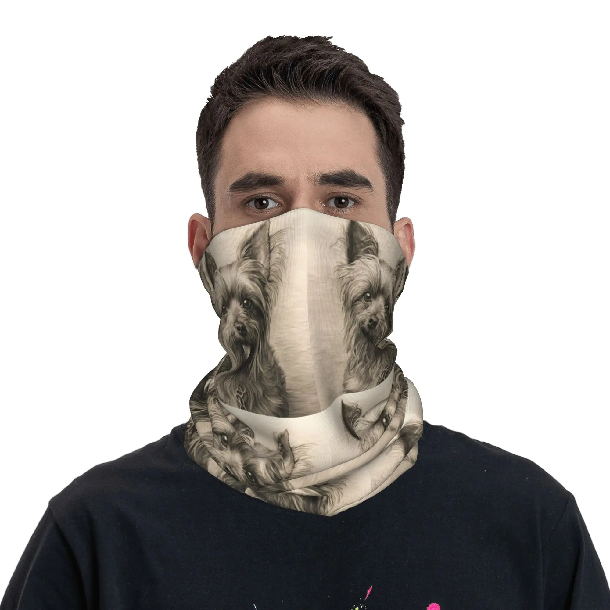 

Очаровательная бандана для собаки йоркширского терьера, шарф для лица с принтом, теплый велосипедный шарф для бега, унисекс, для взрослых, всесезонный