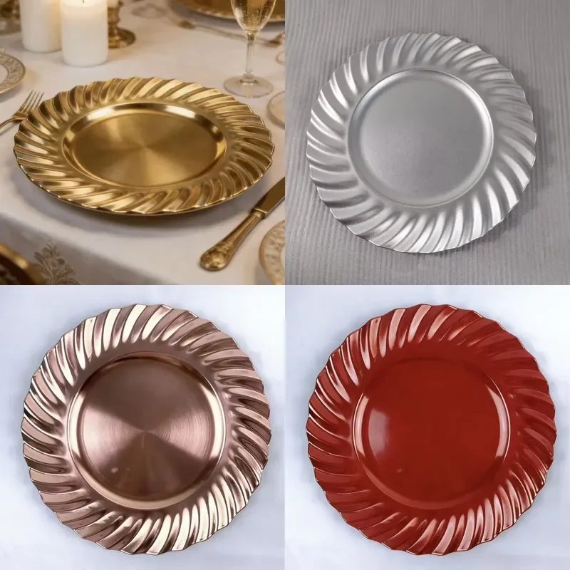 for European light luxury corrugated plastic dinner plate BY-241 Foreign trade hotel banquet dessert table decoration