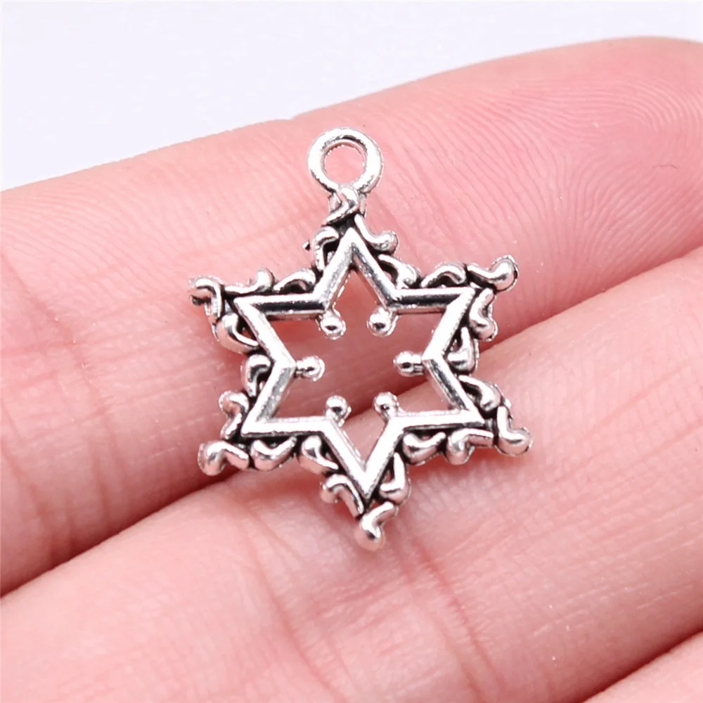 10pcs/lot 22x16mm Snowflake Charms For Jewelry Making Antique Silver Color 0.87x0.63inch