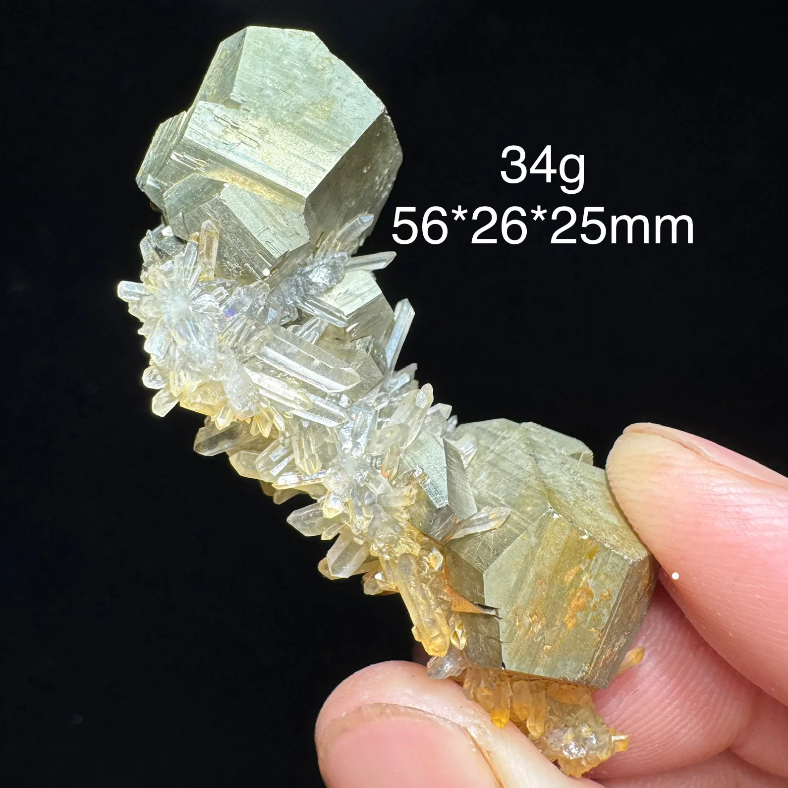 Natural Pyrite With Clear Quartz Cluster Symbiotic Mineral Specimen Raw Rock Chalcopyrite Crystals Healing Stone Home Decor