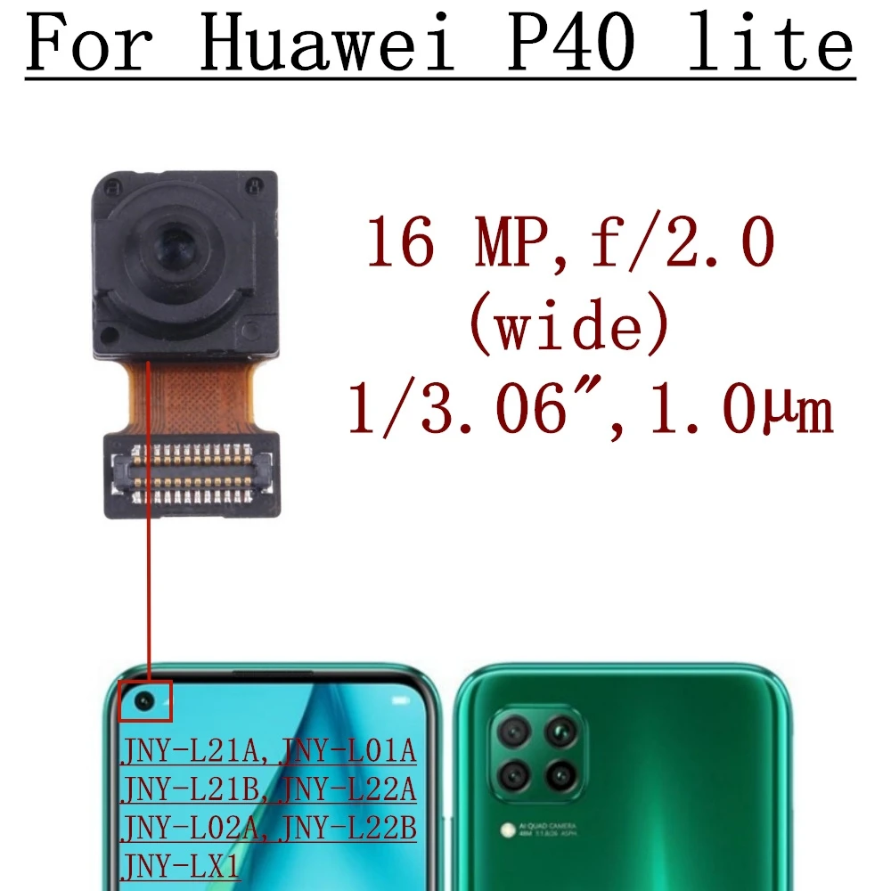 Caméra arrière pour Huawei P40 Lite P40lite JNY-L21A-L01A-L21B-L22A-L02A-L22B avant Selfie Macro face arrière principale caméra Flex pièces