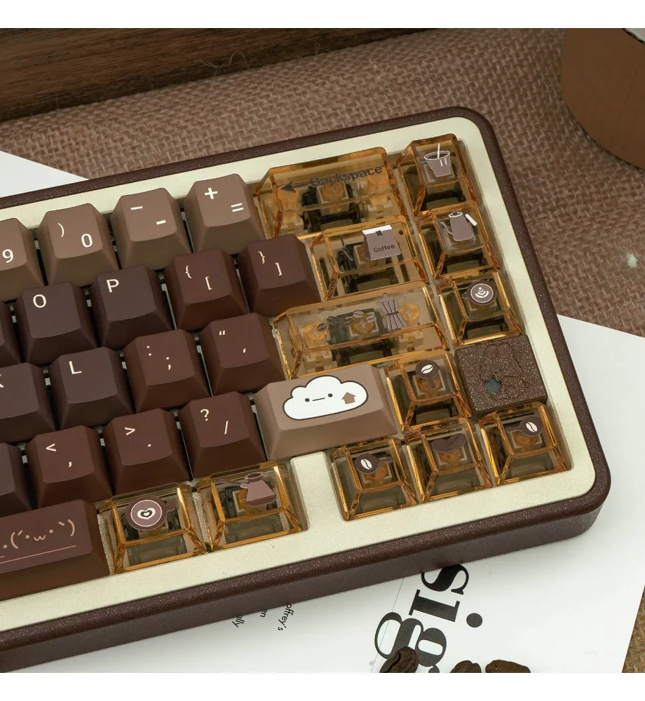 Keycap Personalized Programmer Coffee Keycap FOA Original PBT Five-sided Sublimation + Transparent PC Customized Mechanical