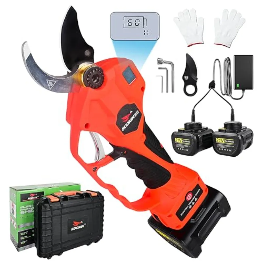 

Cordless Electric Pruning Shears 1.2" 3cm Cutting Diameter SK5 Blade 2×21V 4500mAh Batteries Lightweight Ergonomic Garden Tree