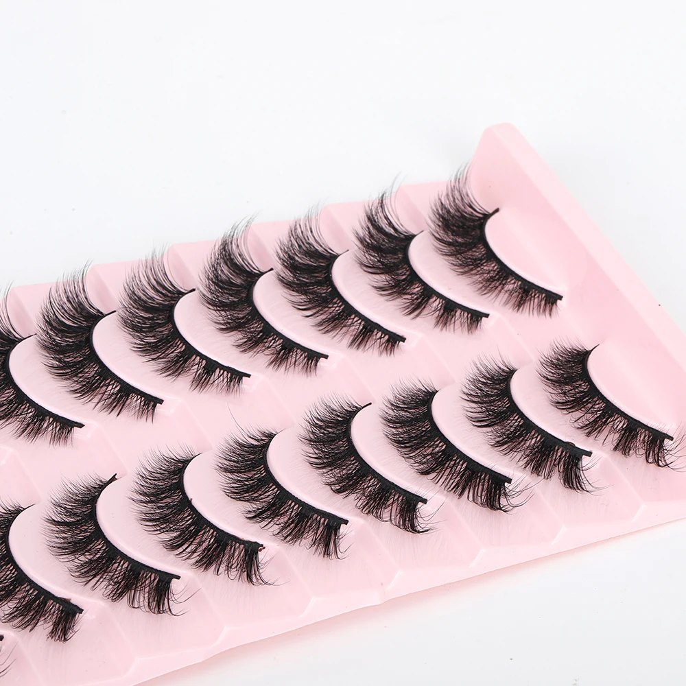 Lashine Nowe 10 par rzęs 3D z imitacji norek, puszyste, miękkie, pełne, gęste, delikatne rzęsy, dramatyczne sztuczne rzęsy do makijażu