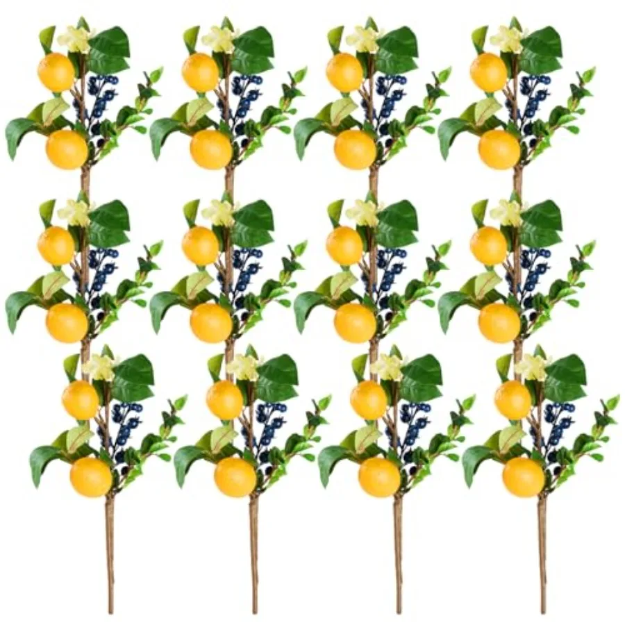 

Набор декоративных веток для весенне-летнего декора: искусственные лимоны, черники и эвкалипт