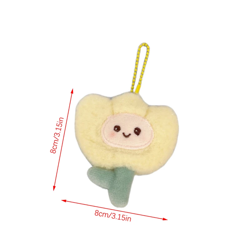 Cute Cartoon Plush Tulip Keychain Soft Stuffed Flower Dolls Bag Pendant Decoration Car Keyring Accessories Girl Gifts