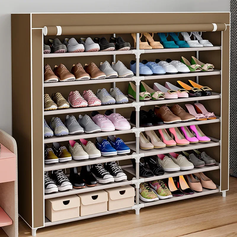 Simple Multi-layer Household Single and Double Rows of Dust-proof Assembled Shelves, Large-capacity Storage Cloth Shoe Cabinets