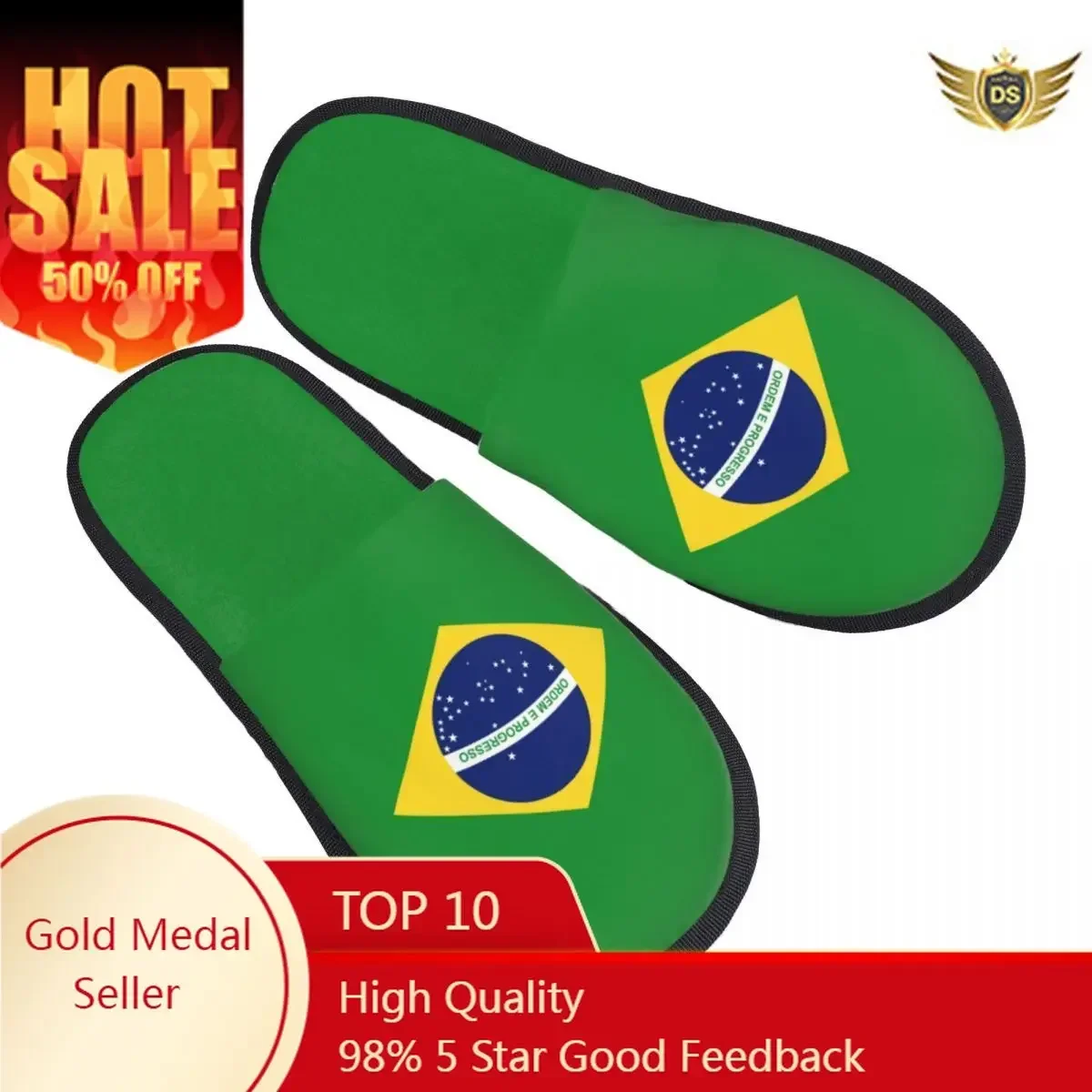 

Indoor Slippers Brazil Flag Plush Slipper Autumn Winter Shoes House Flat Floor for Bedroom