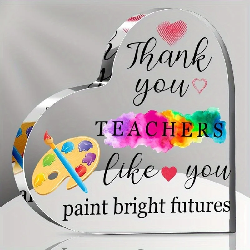 Art Teacher Appreciation Gift, Heart Acrylic Paperweight, Graduation Keepsake for Women