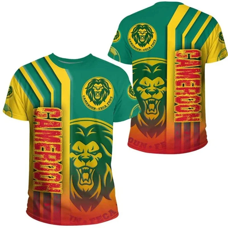 Africa Cameroon Flag 3D Printed T-shirt For Men Clothes National Emblem Lion Pattern T Shirts Summer Street Sports Tees Tops image 5