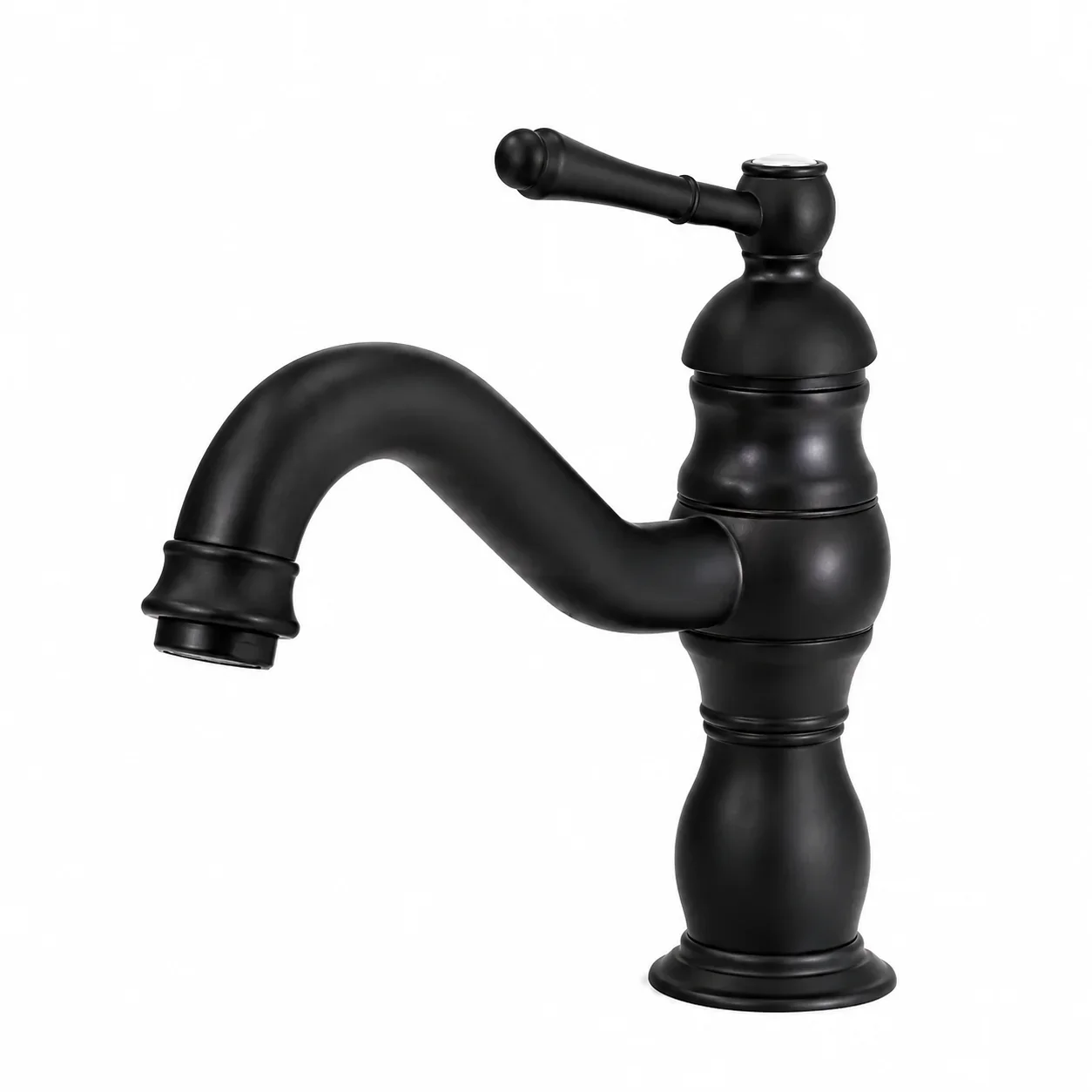 Matte Black Retro Bathroom Basin Faucet Single Hole Zinc Alloy Stainless Steel Body Hot And Cold Water Control for American Hous