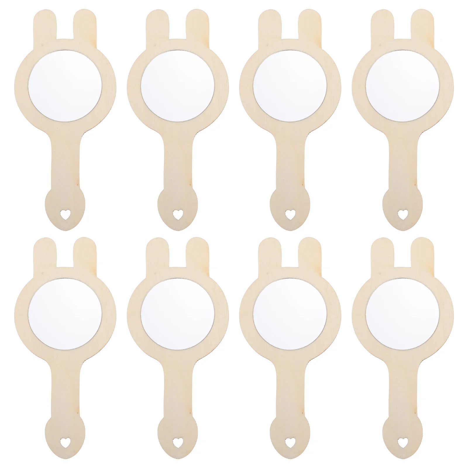 8 قطعة المرايا الخشبية المحمولة لتقوم بها بنفسك مرآة خشبية غير مكتملة الفنون الحرف الاطفال ملحق منضدة الزينة عرض مرآة خشبية #5