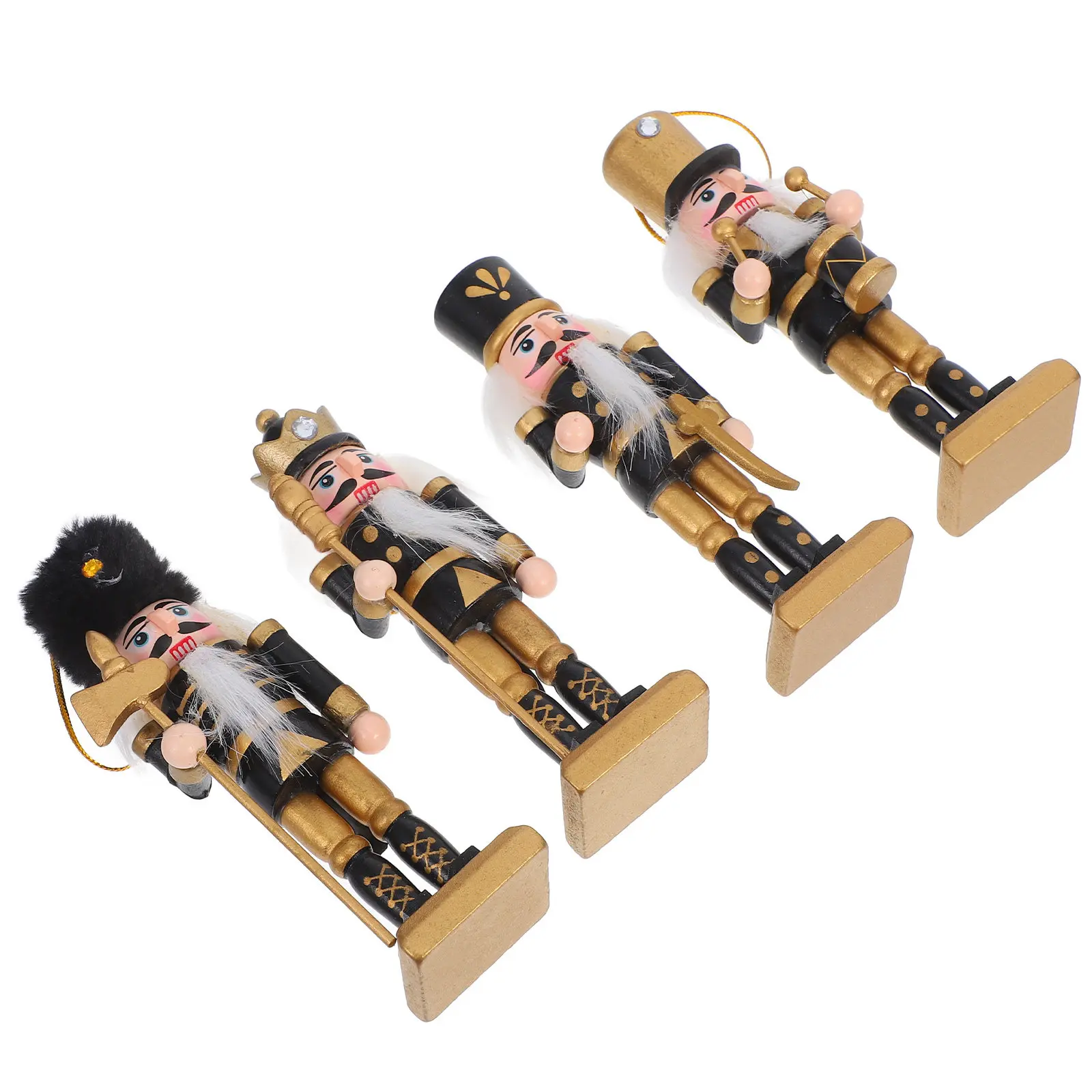 

4Pcs Nutcracker Decorations Wooden Christmas Home Ornaments Xmas Gifts Christmas Party Decor Holiday Home Accents