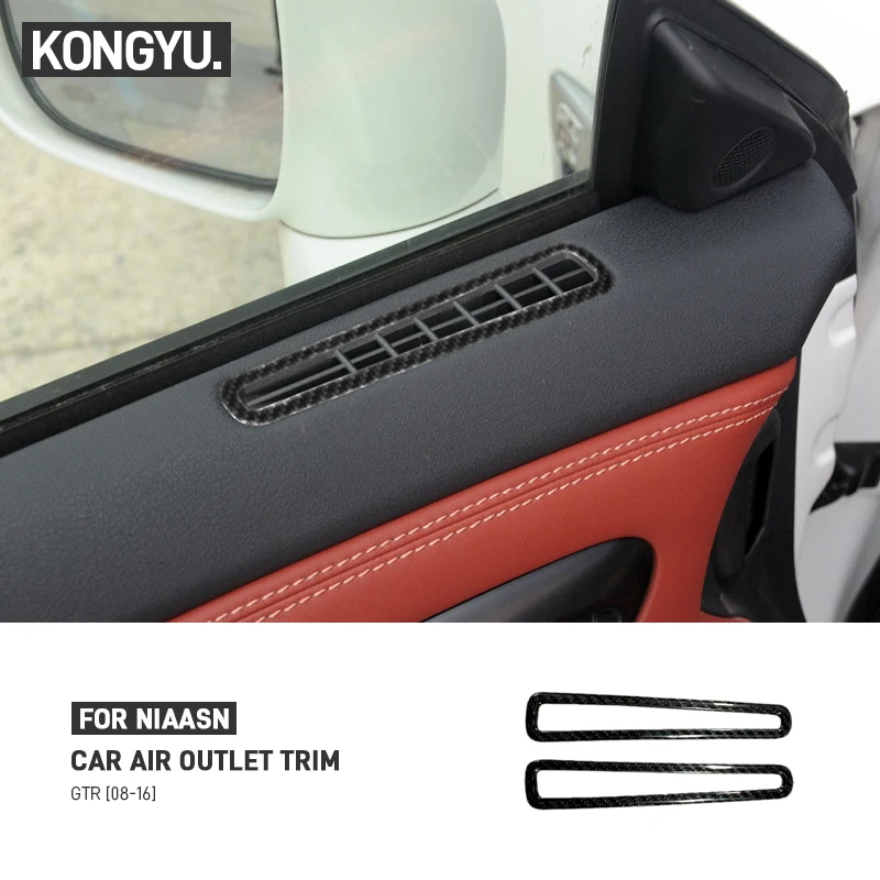 

For Nissan GTR R35 2008-2016 Real Dry Carbon Fiber Car Door Air Vent Outlet Frame Trim Cover Sticker Interior Accessories