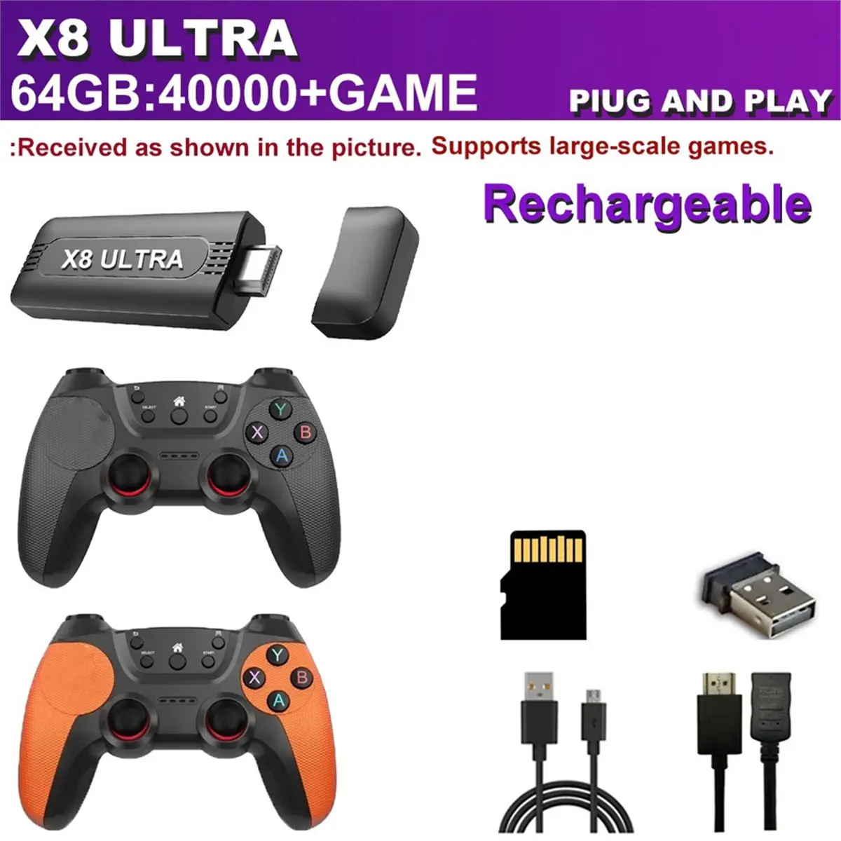 ◆♦Top Rated-X8 Stick Game Player M15 Updated Version for N64 Games Retro Video Game Console 40+ Emulators 128G