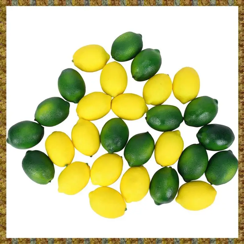 F-F 28Pcs/Set Artificial Lemons And Limes Fake Fruits Decorative Faux Citrus Fruits Artificial Decorations For Home Kitchen