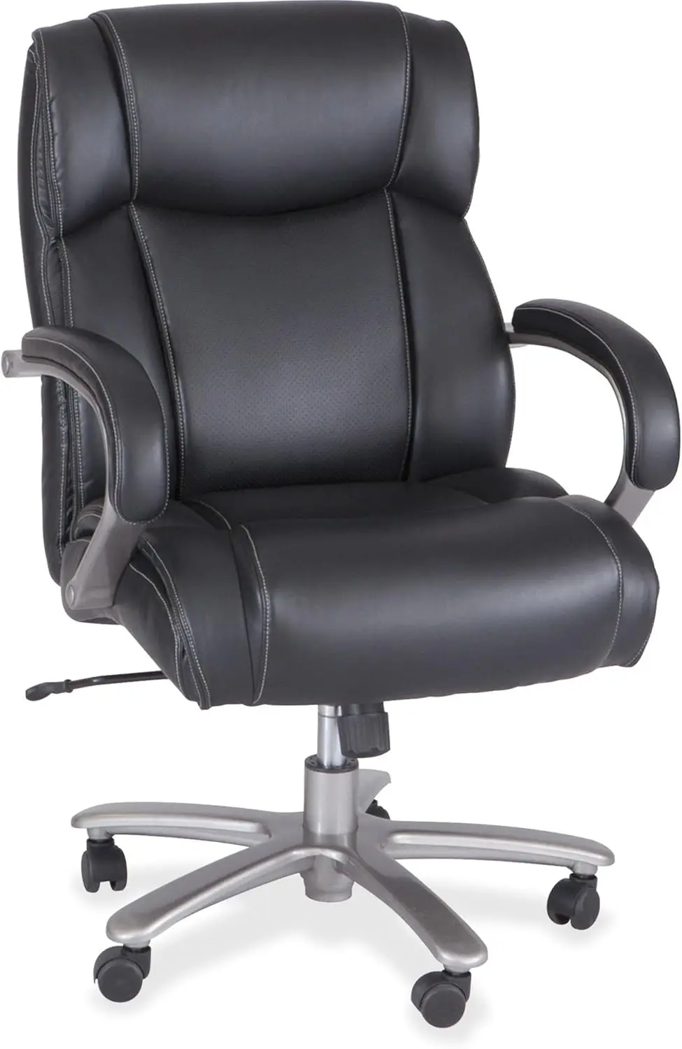 Safco Products 3503Bl Big And Tall Mid Back Rolling Swivel Task Desk Chair, Padded Arms, 400 Lbs. Weight Capacity, Adjustable