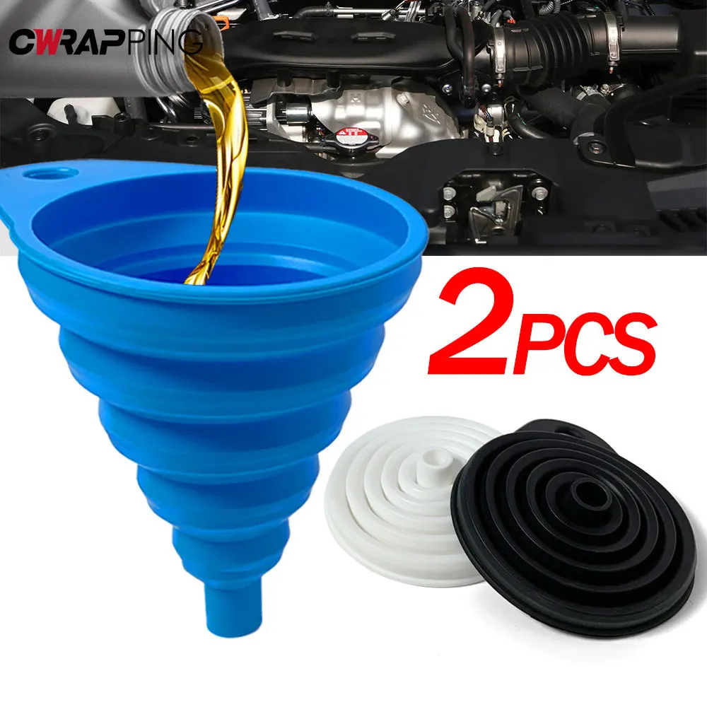 

2Pcs Car Foldable Engine Funnel Silicone Liquid Funnel Washer Fluid Change Portable Tools for Motorcycle Car Acesssories