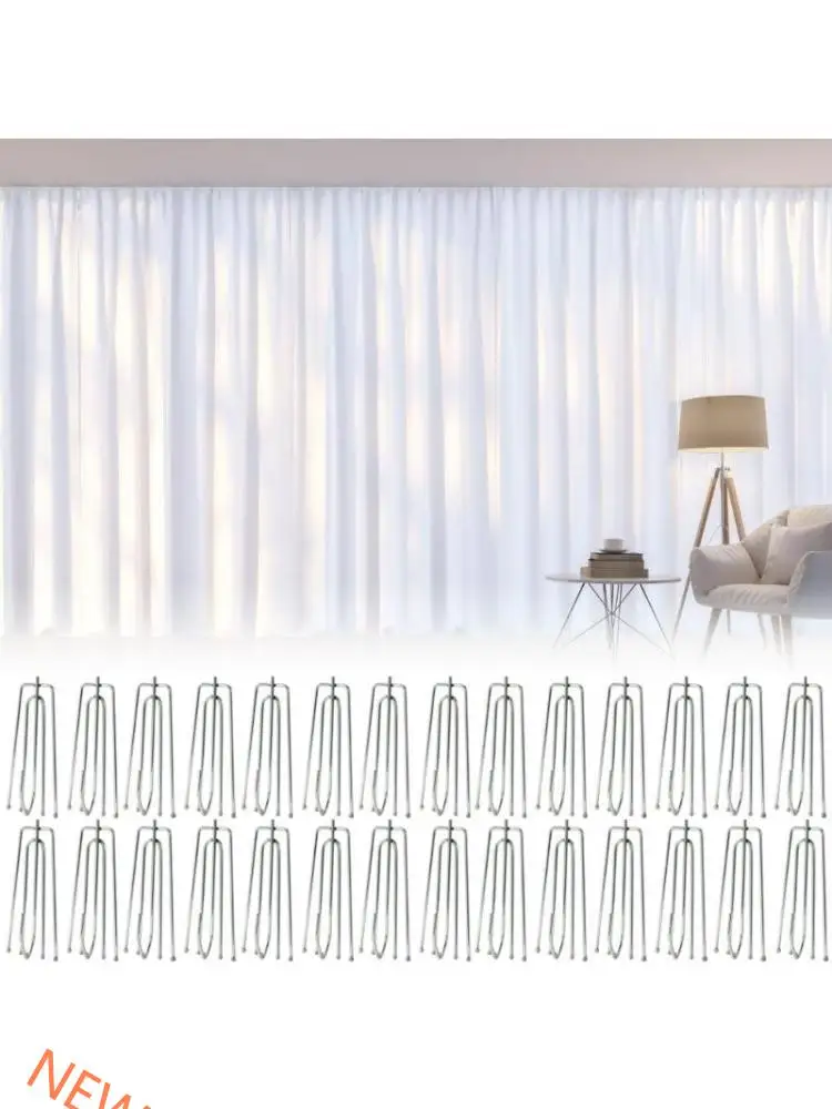  60Pcs Stainless Steel Curtain Pleat Hooks Traverses Pleater 4End Curtain Hangers