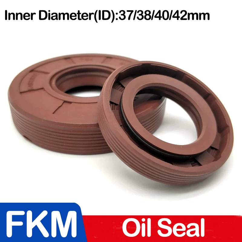 ID 37/38/40/42mm,FKM Framework Oil Seal,TC Fluoro Rubber Gasket Cover Double Lip with Spring for Bearing Shaft,ID*OD*THK