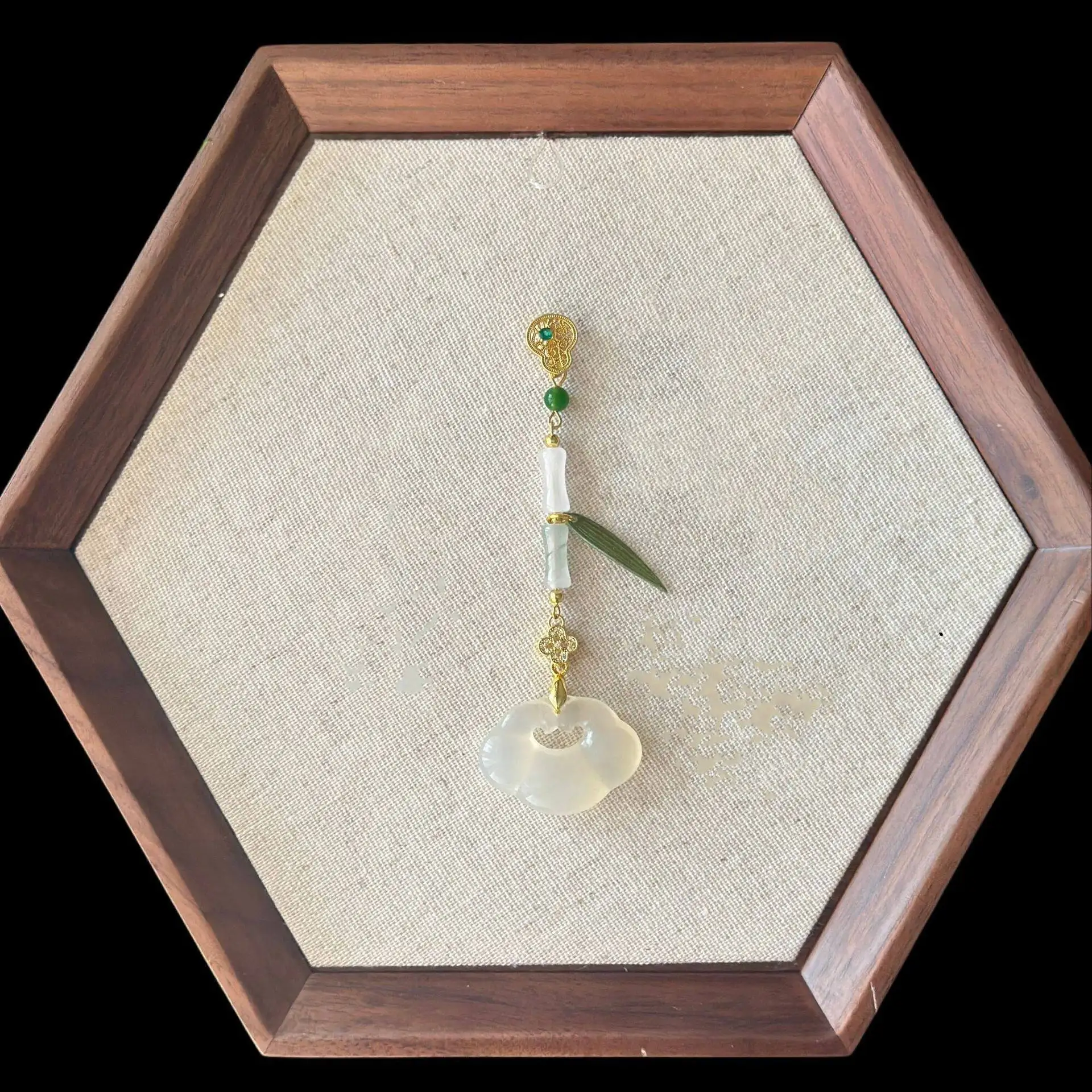 Chinese Style Lucky Blessing Ping An Lock Bamboo Leaf Long Drop Brooch For Women Hanfu Cheongsam Lapel Pin Wealthy Jewelry Gift