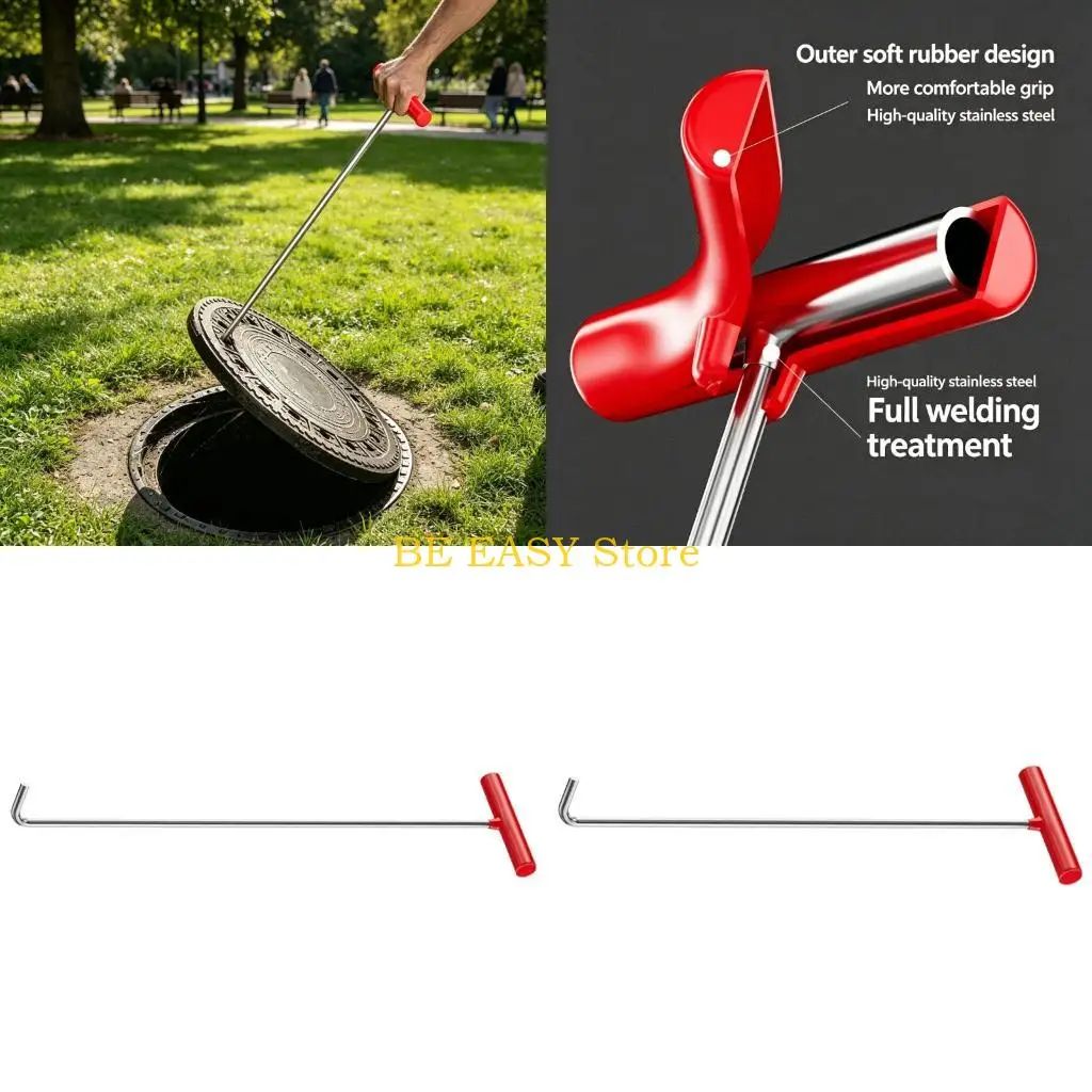 E28F Ergonomic Handled Drainage Cover Hook With Soft Touch Handle For Easy Lifting Pulling Manhole Covers And Warehouse Use