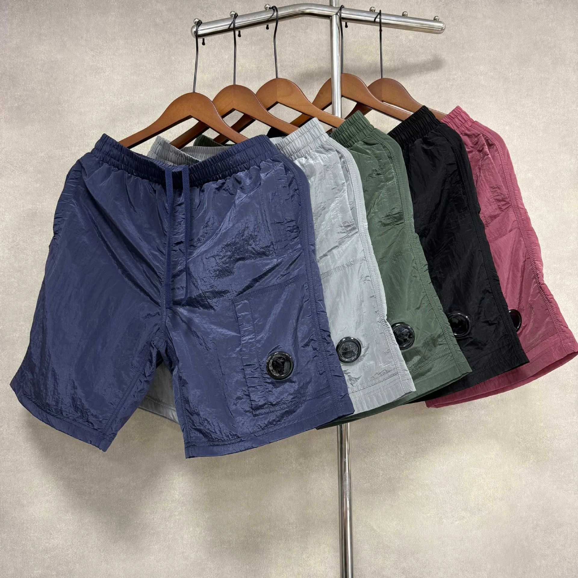 Quick Dry Beach Shorts Metal Lens Drawstring Five Inch Elastic Waist Functionality Short Pants Unisex Sportswear Casual Clothing