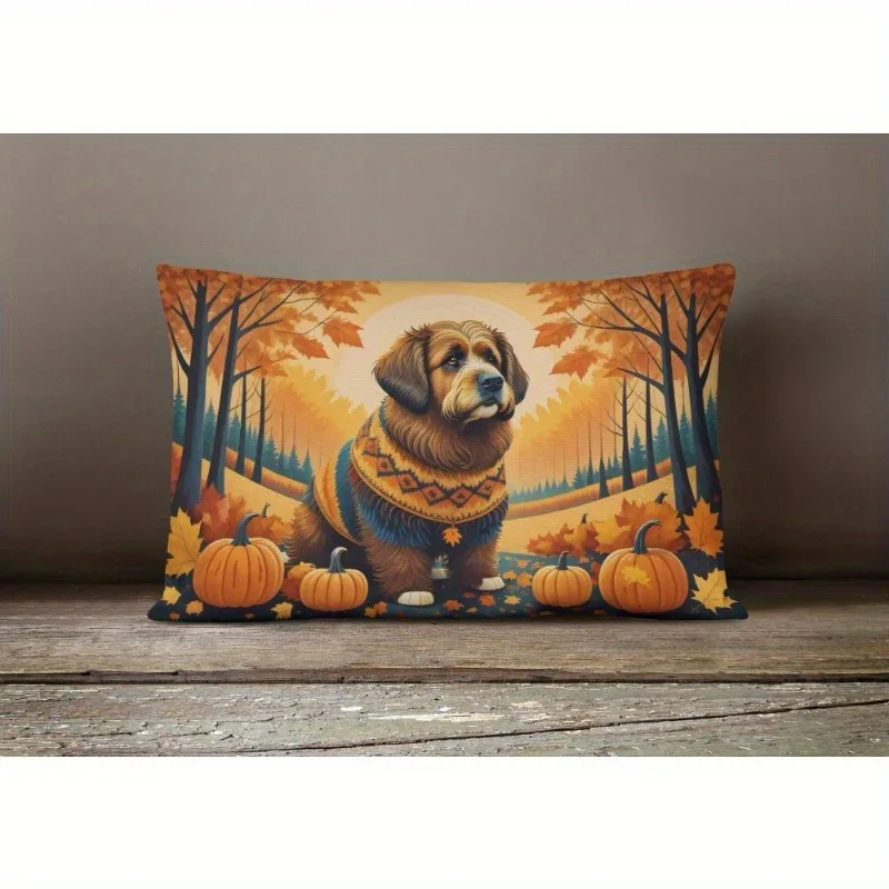 

Single Autumn Dog Pattern Print Pillowcase, Soft Material Decorative Bedding For Living Room Sofa And Bedroom
