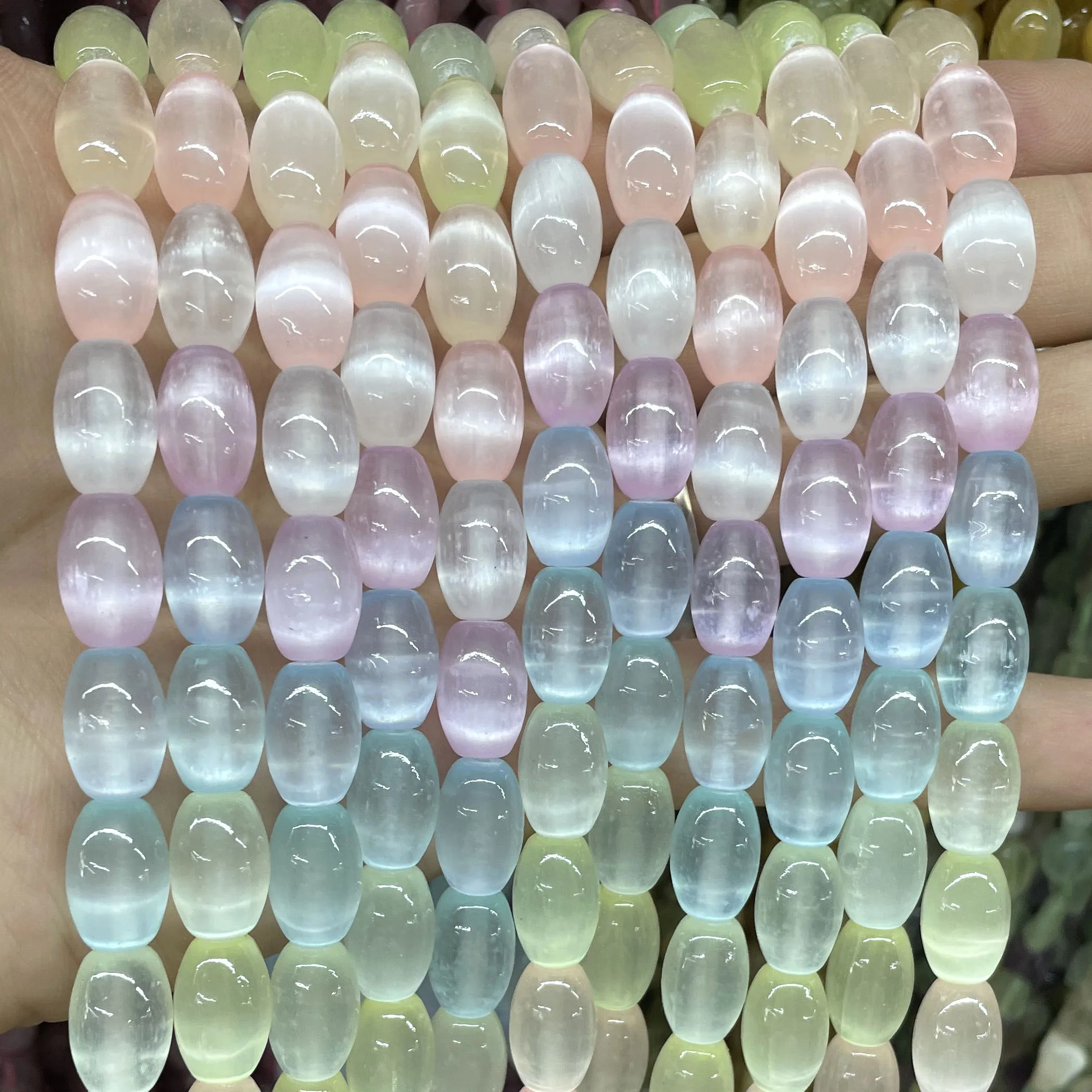 8*12MM Natural Rice Shape Gemstone Colorful Selenite Stone Loose Spacer Beads For Jewelry Making Diy Bracelet Necklace Earrings
