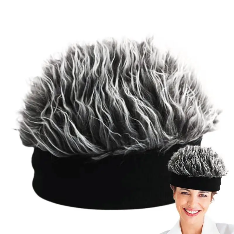 Gorro de pelo corto con pinchos para hombre y mujer, gorro de pelo falso, divertido, estilo Retro, melón, novedad, Hip Hop