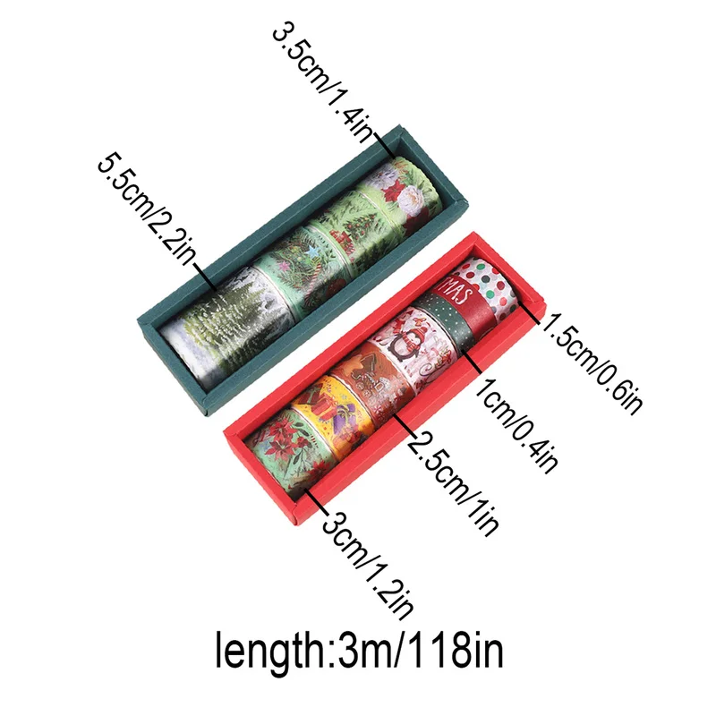 1 Box Retro Christmas Pattern Creative Washi Tape Set, Perfect For Decorating Holiday Party Gift Cards, Available In Two Colors